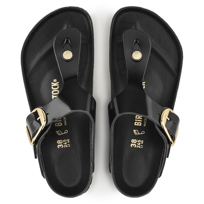 Birkenstock chaussures birkenstock gizeh big buckle cuir patent black noir9121301_4