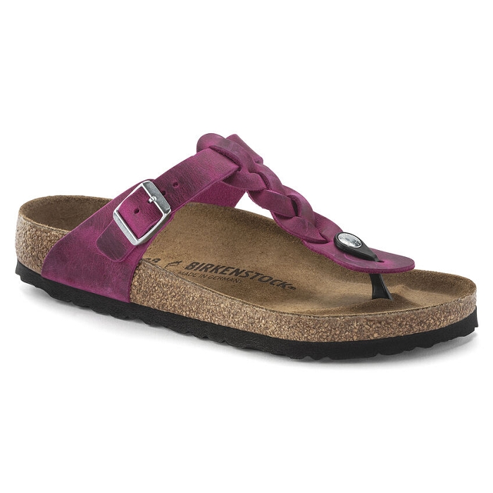 Birkenstock chaussures birkenstock gizeh cuir braided festival fuchsia fuchsia
