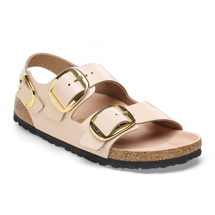 Birkenstock chaussures birkenstock milano big bukle cuir high shine new beige hex beige