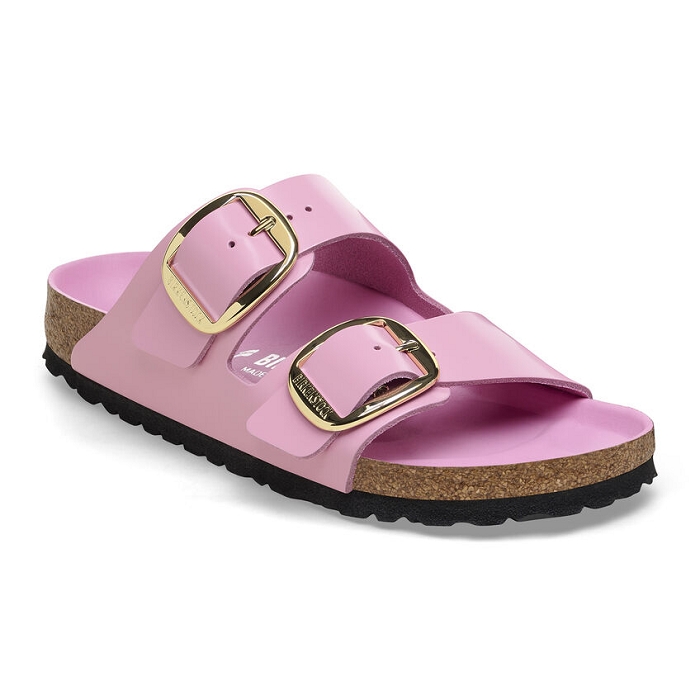 Birkenstock chaussures birkenstock arizona big bukle cuir high shine fon pink hex rose