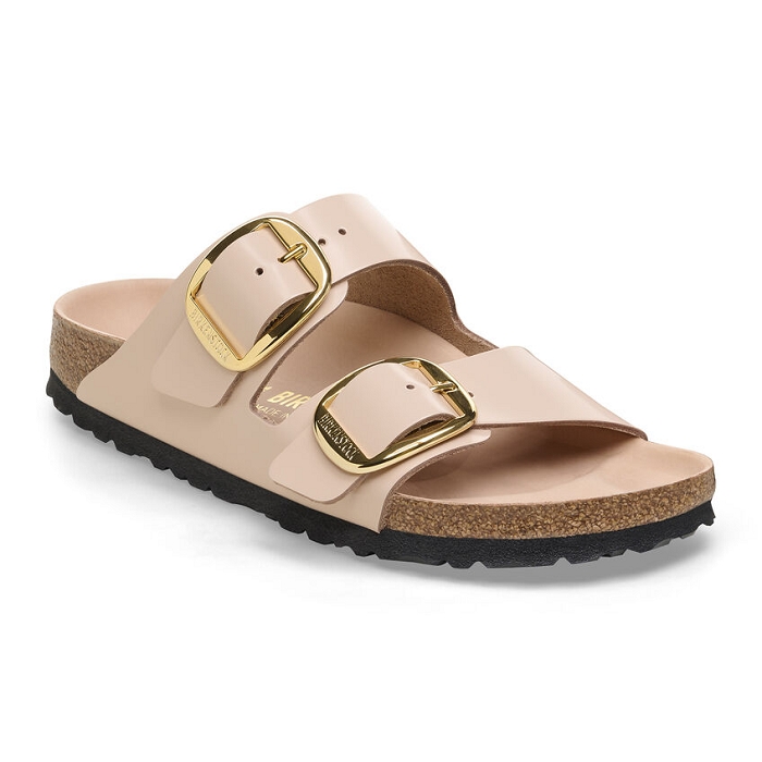 Birkenstock chaussures birkenstock arizona big buckle cuir high shine new beige hex beige