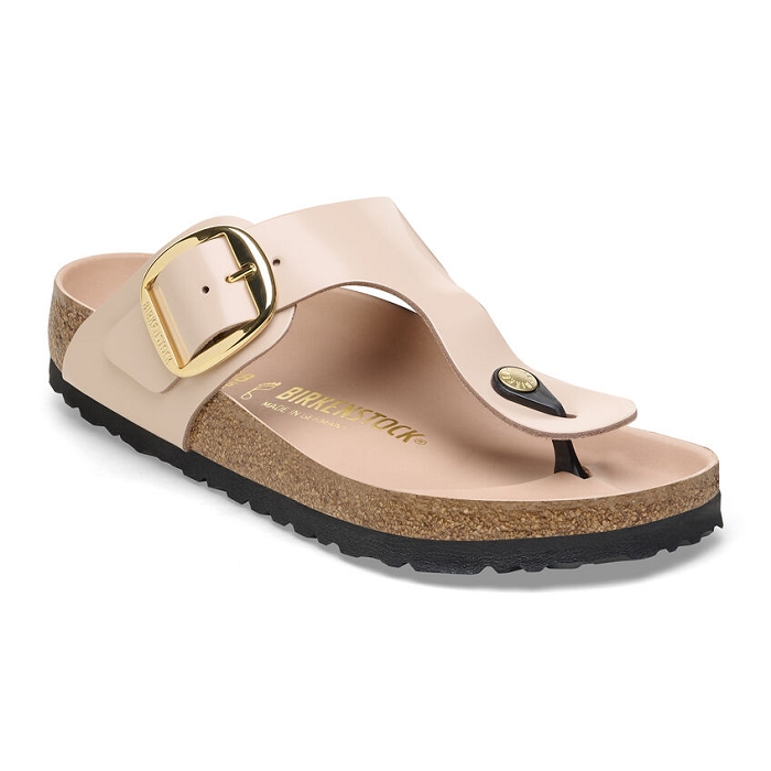 Birkenstock chaussures birkenstock gizeh big buckle cuir high shine new beige hex 