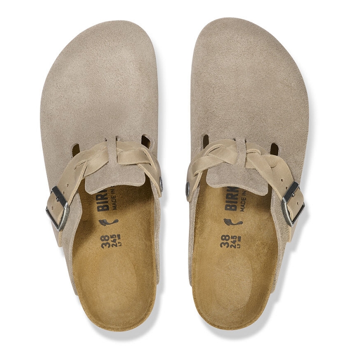 Birkenstock chaussures birkenstock boston suede braided taupe 9126401_3