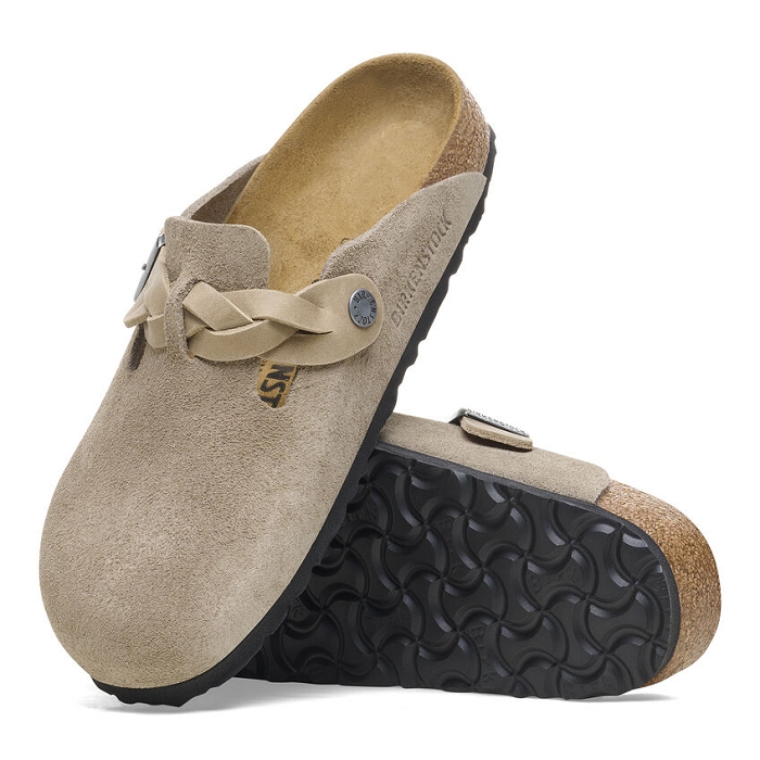 Birkenstock chaussures birkenstock boston suede braided taupe 9126401_4