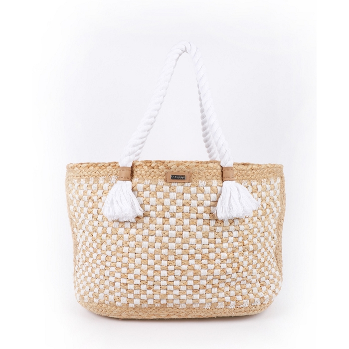 Les tropeziennes famille les tropeziennes sac cabas coton jute blanc 