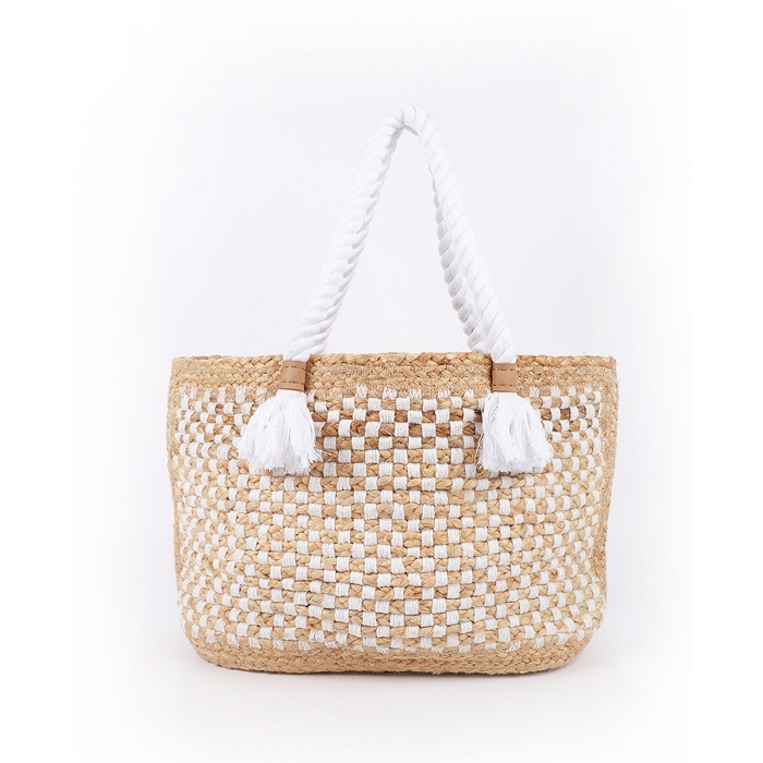 Les tropeziennes famille les tropeziennes sac cabas coton jute blanc 9137501_2