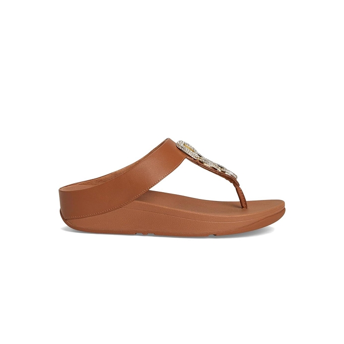 Fitflop famille fitflop fino crystal chain leather toe post sandals deep tan 