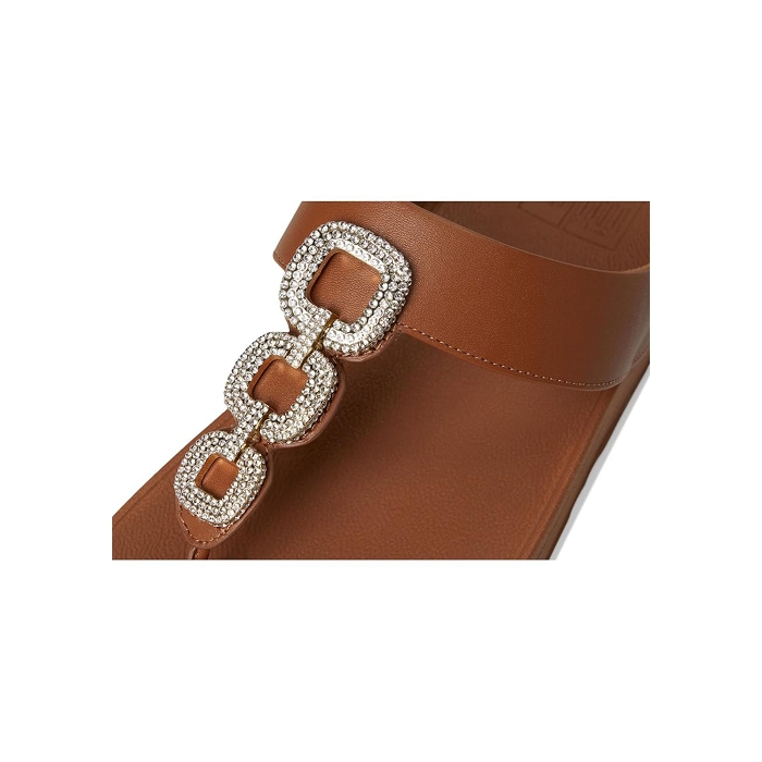 Fitflop famille fitflop fino crystal chain leather toe post sandals deep tan 9170701_4