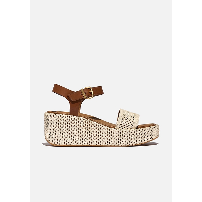 Fitflop chaussures fitflop platfforms cuir wedge deep tan ivoire 