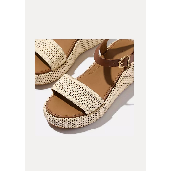 Fitflop chaussures fitflop platfforms cuir wedge deep tan ivoire 9173601_3