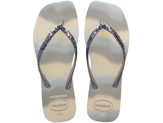 Havaianas chaussures havaianas styleslim square glitter party beige silver metallic 