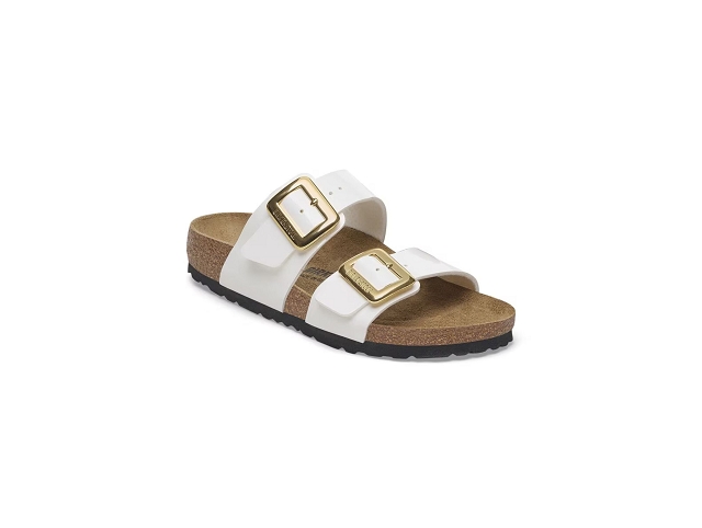 Birkenstock chaussures birkenstock sydney cushion buckle patent white 