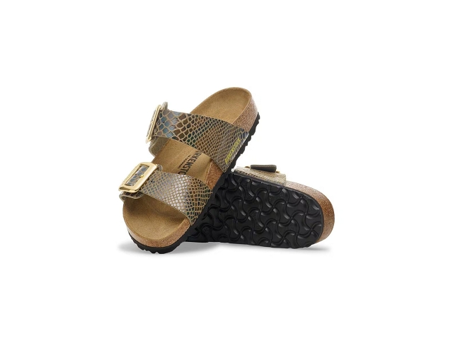 Birkenstock chaussures birkenstock sydney cuhsion buckle shiny snake sage 9194601_3
