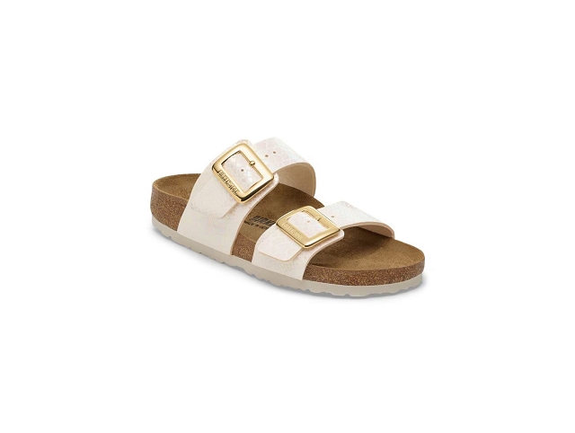 Birkenstock chaussures birkenstock sydney cushion buckle shiny snake cream 
