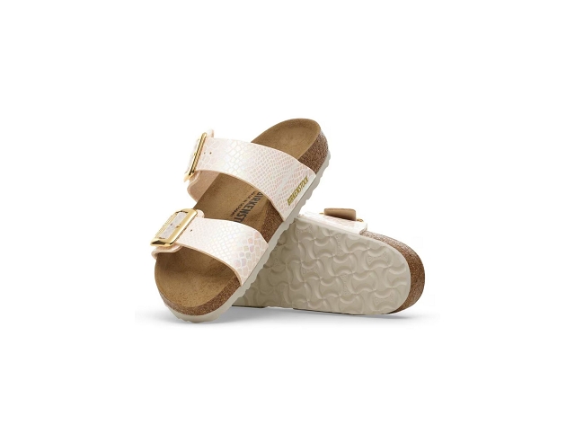 Birkenstock chaussures birkenstock sydney cushion buckle shiny snake cream 9196401_3