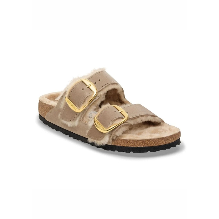 Birkenstock chaussures birkenstock arizona big buckle shearling tabacco brown 