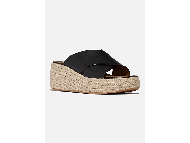 Fitflop chaussures fitflop platforms espadrille leather wedge cross slides black 9222201_2