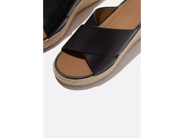 Fitflop chaussures fitflop platforms espadrille leather wedge cross slides black 9222201_3