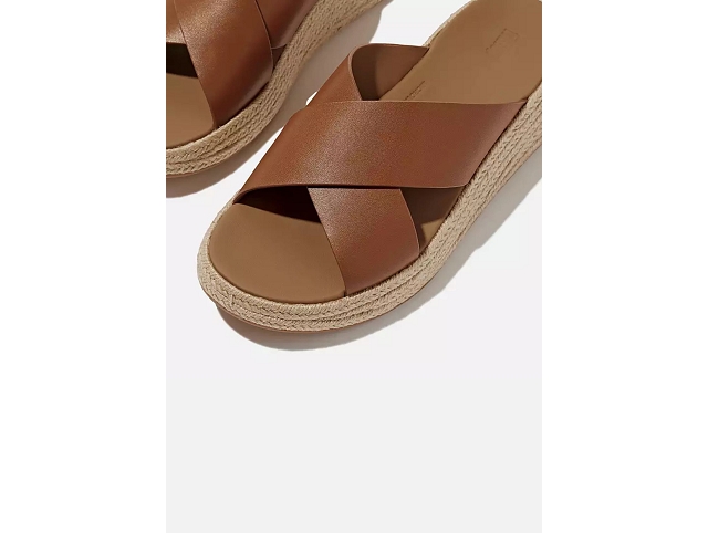 Fitflop chaussures fitflop platforms espadrille leather wedge cross slides tan 9222301_2
