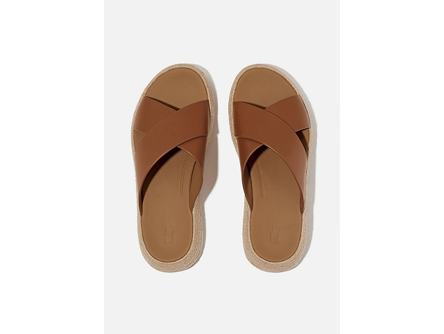 Fitflop chaussures fitflop platforms espadrille leather wedge cross slides tan 9222301_3
