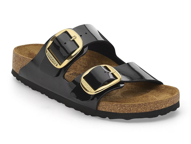 Birkenstock chaussures birkenstock arizona big buckle patent black gold 