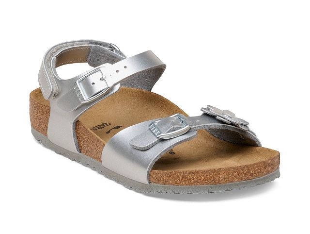 Birkenstock chaussures birkenstock kids rio flowers electric metallic silver 
